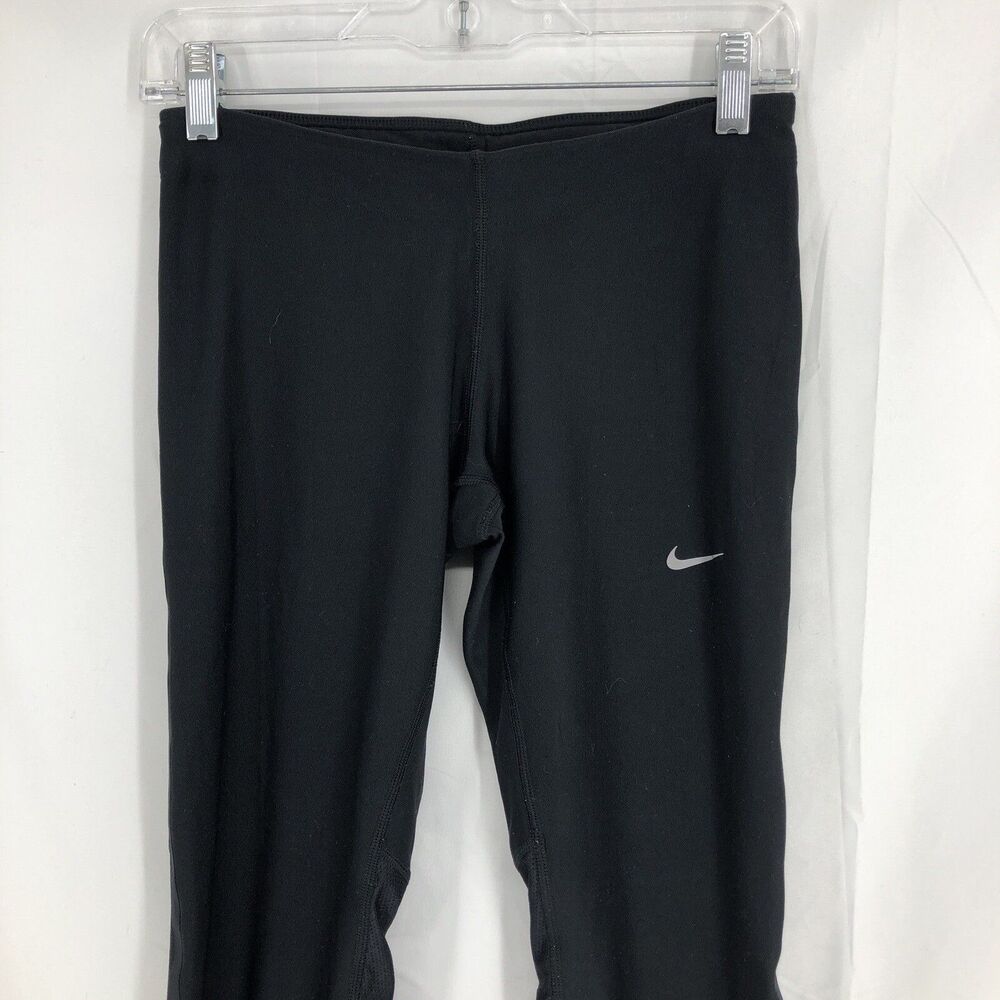 Nike Black Stay Warm Running Leggings Reflective Zip Ankle 717413-010 Small